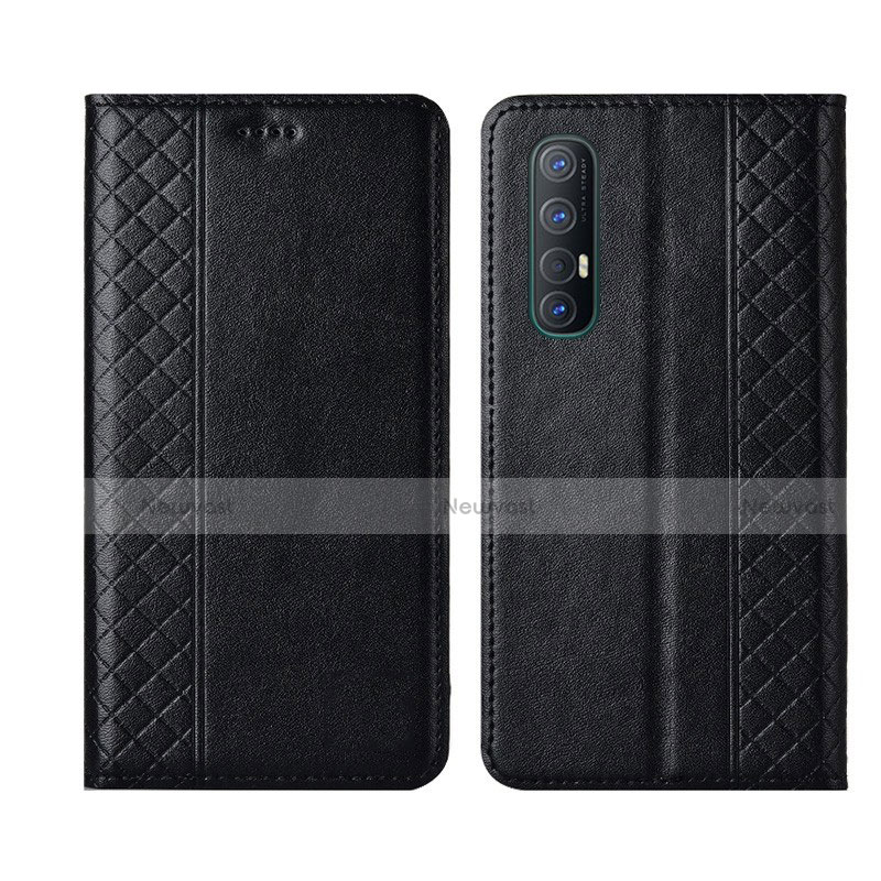 Leather Case Stands Flip Cover L04 Holder for Oppo Reno3 Pro Black