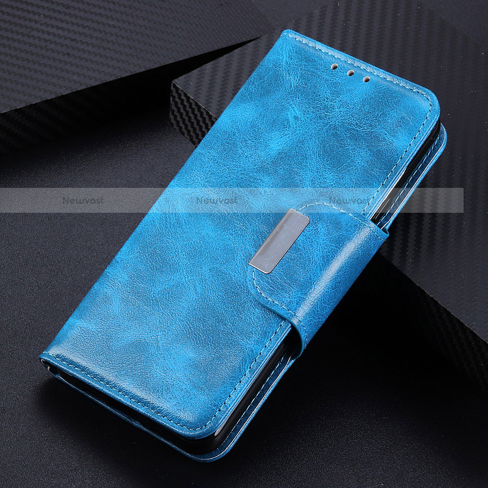 Leather Case Stands Flip Cover L04 Holder for Oppo Reno4 4G Sky Blue