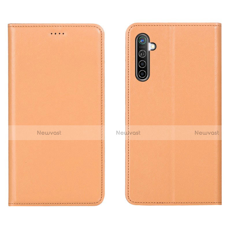 Leather Case Stands Flip Cover L04 Holder for Realme X2 Orange