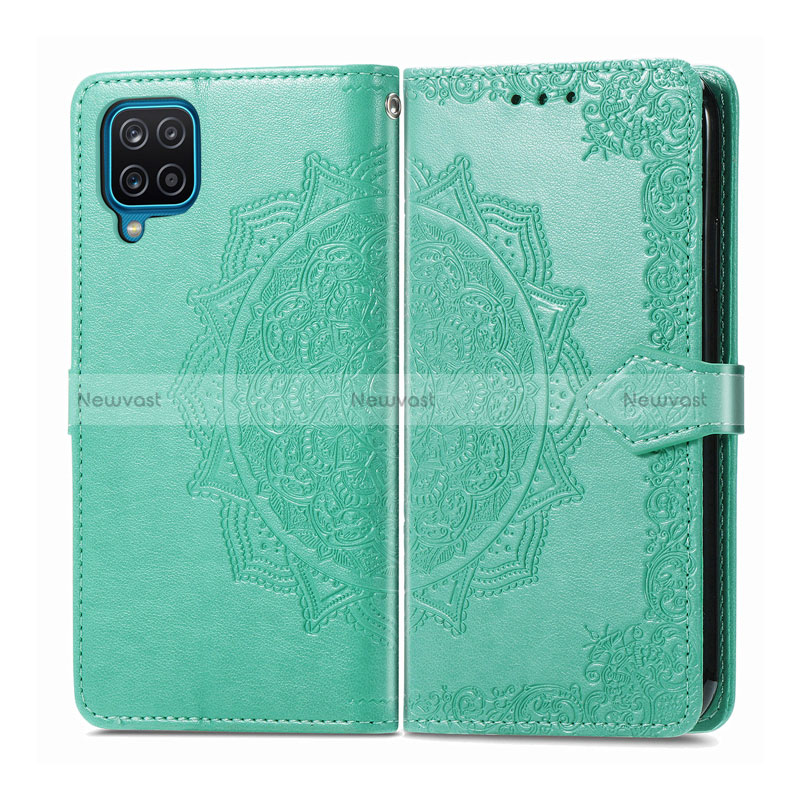 Leather Case Stands Flip Cover L04 Holder for Samsung Galaxy A12 5G Matcha Green