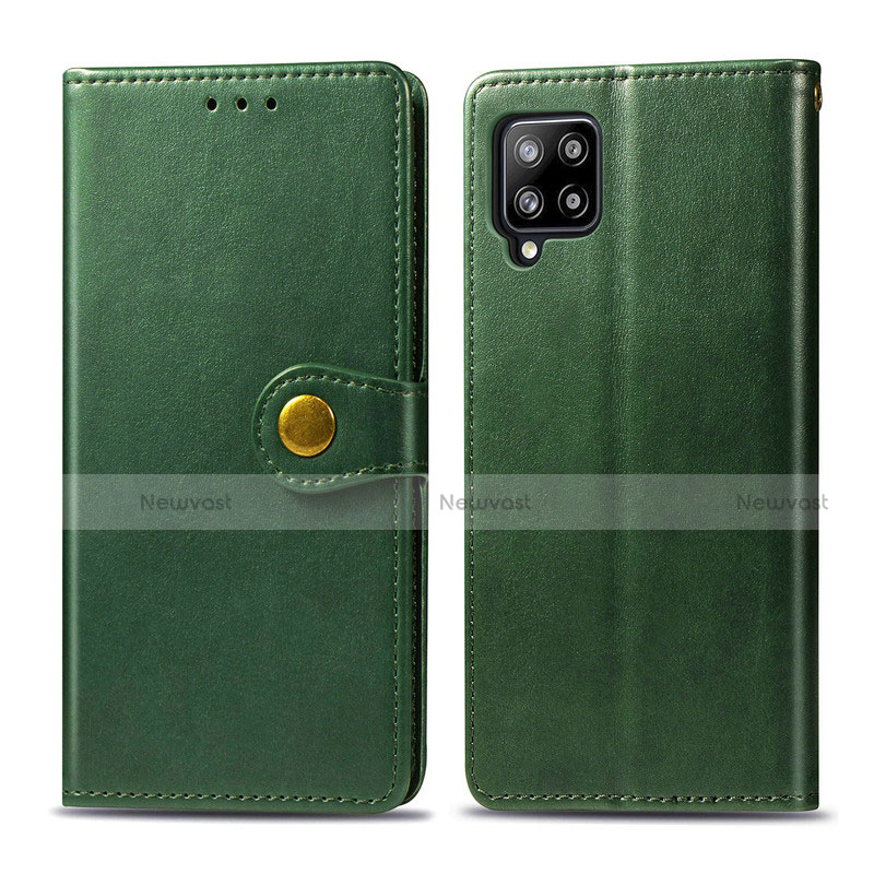 Leather Case Stands Flip Cover L04 Holder for Samsung Galaxy A42 5G Green