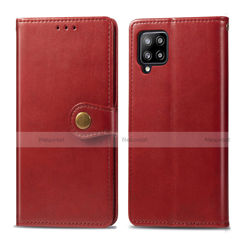 Leather Case Stands Flip Cover L04 Holder for Samsung Galaxy A42 5G Red