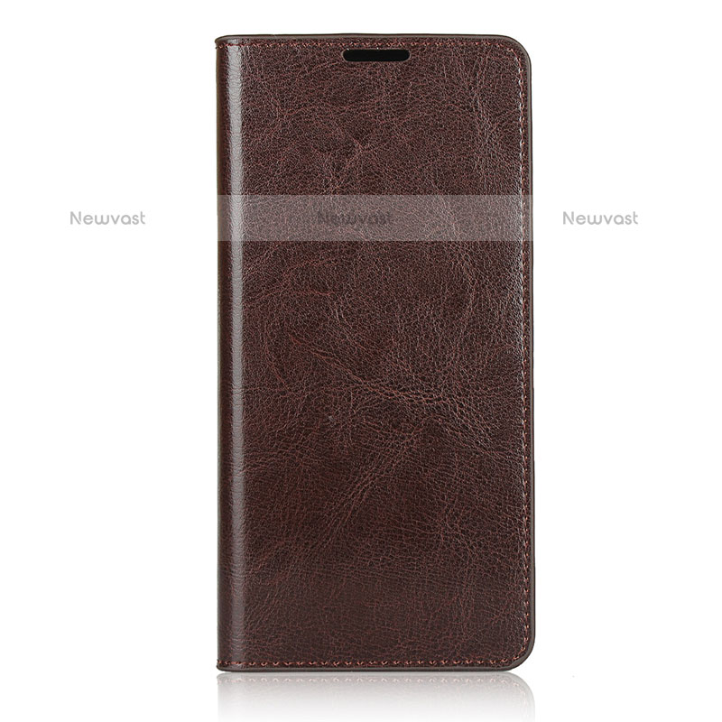 Leather Case Stands Flip Cover L04 Holder for Samsung Galaxy A71 4G A715 Brown