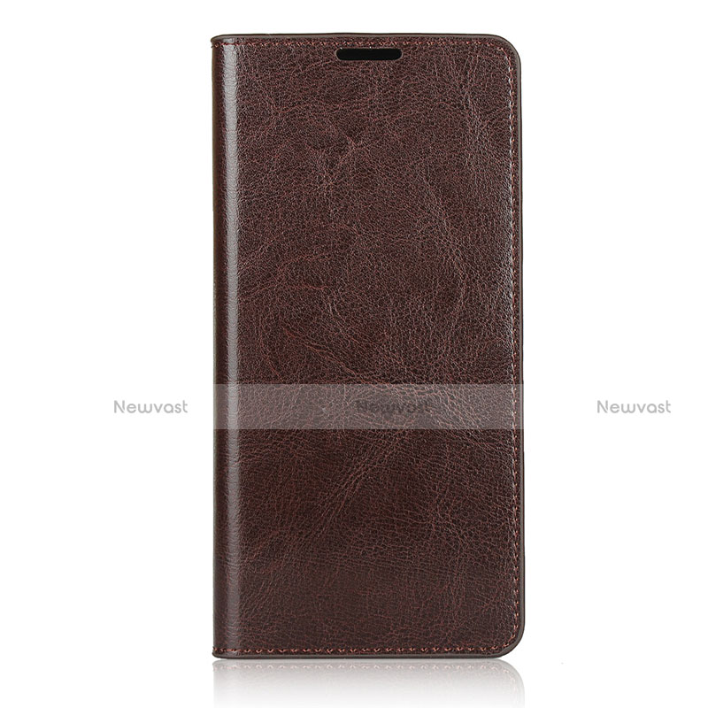 Leather Case Stands Flip Cover L04 Holder for Samsung Galaxy A71 5G Brown