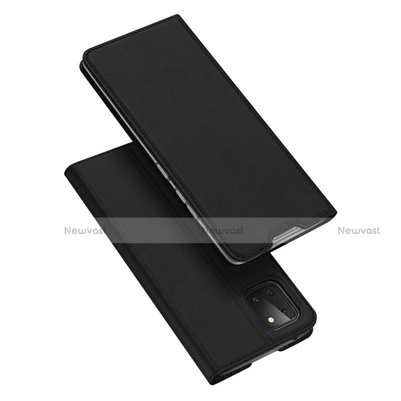 Leather Case Stands Flip Cover L04 Holder for Samsung Galaxy A81 Black