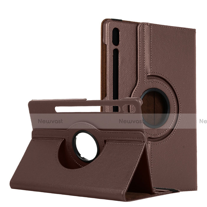 Leather Case Stands Flip Cover L04 Holder for Samsung Galaxy Tab S6 10.5 SM-T860 Brown