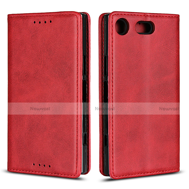 Leather Case Stands Flip Cover L04 Holder for Sony Xperia XZ1 Compact Red