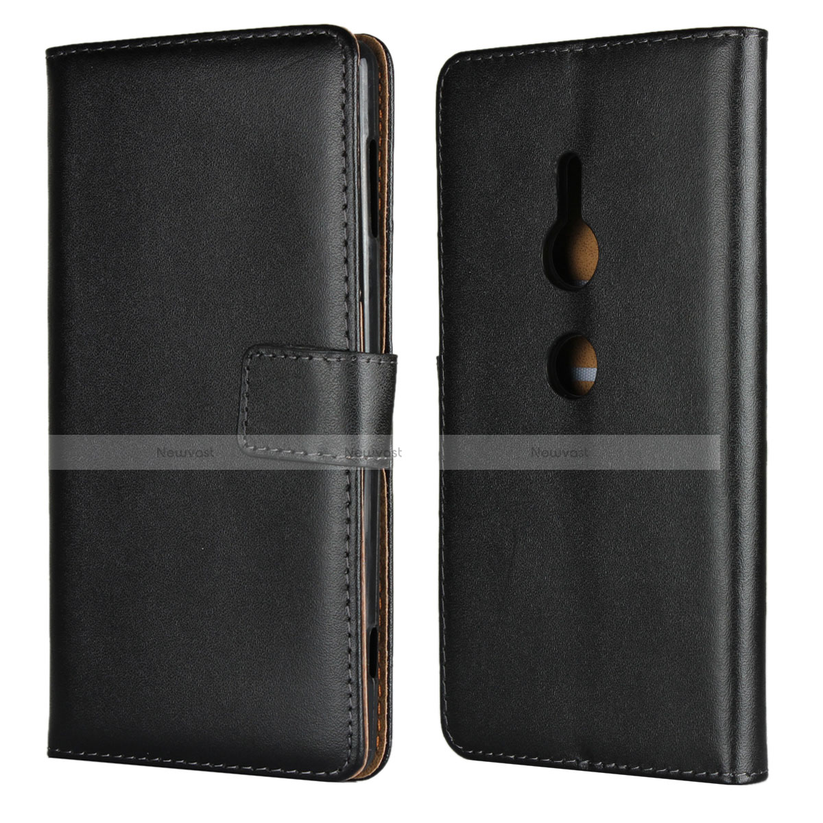 Leather Case Stands Flip Cover L04 Holder for Sony Xperia XZ2 Black