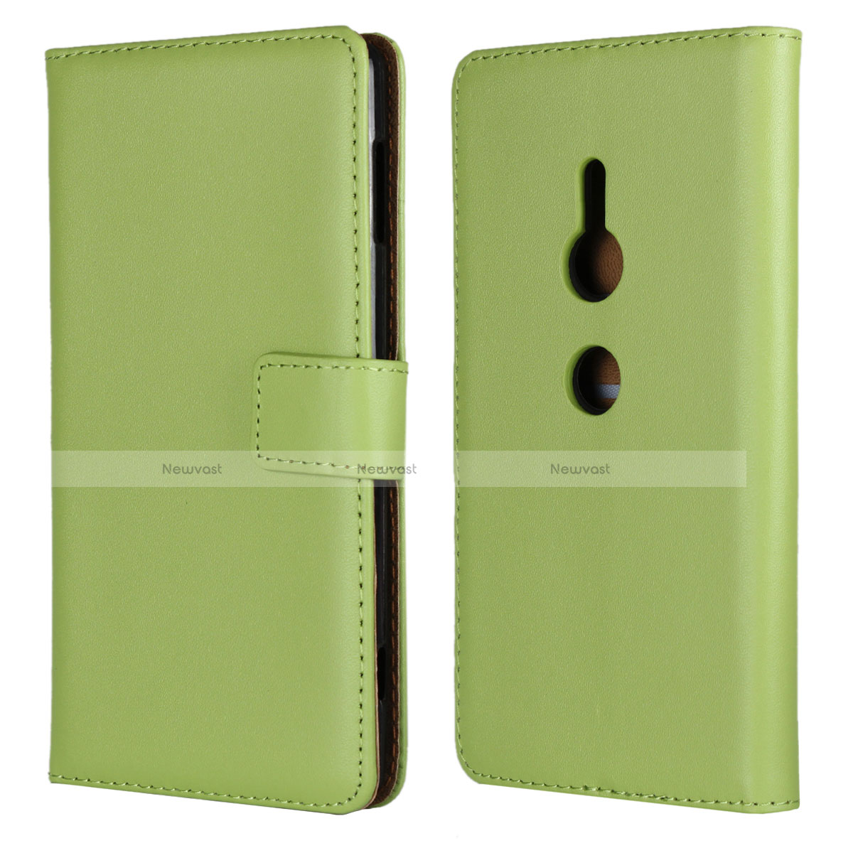 Leather Case Stands Flip Cover L04 Holder for Sony Xperia XZ2 Green