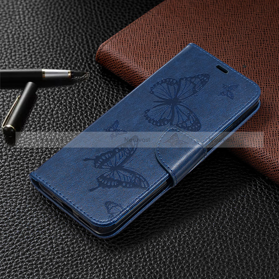 Leather Case Stands Flip Cover L04 Holder for Xiaomi POCO C3 Blue