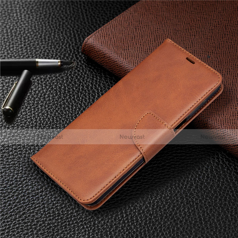 Leather Case Stands Flip Cover L04 Holder for Xiaomi Poco M2 Pro Brown