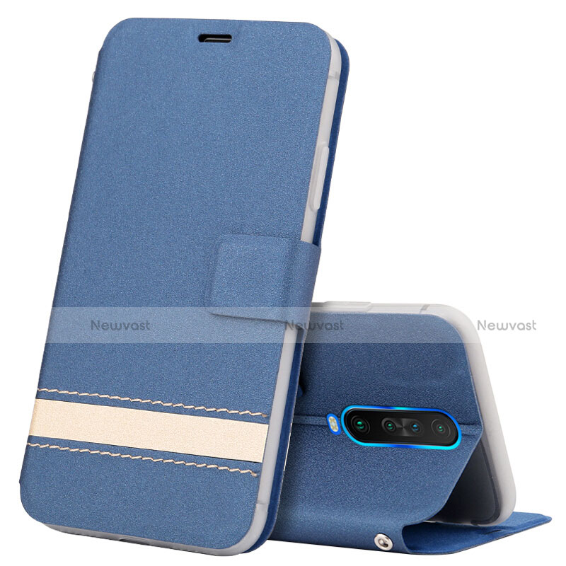 Leather Case Stands Flip Cover L04 Holder for Xiaomi Poco X2 Blue