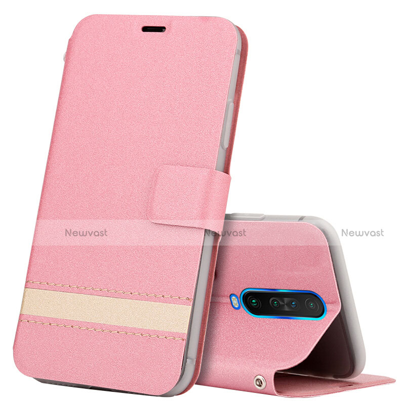 Leather Case Stands Flip Cover L04 Holder for Xiaomi Poco X2 Pink