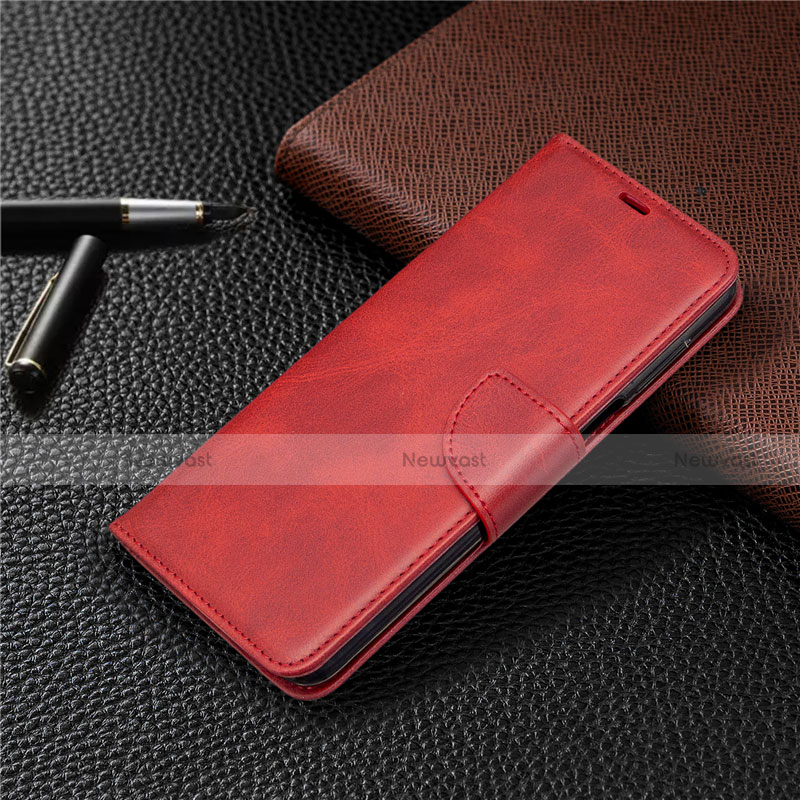 Leather Case Stands Flip Cover L04 Holder for Xiaomi Redmi Note 9S Red