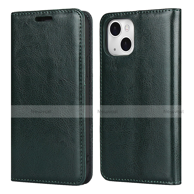 Leather Case Stands Flip Cover L05 Holder for Apple iPhone 13 Mini Green