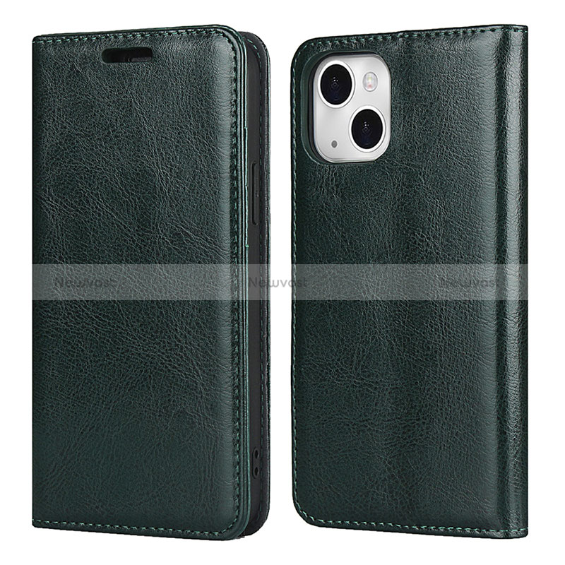 Leather Case Stands Flip Cover L05 Holder for Apple iPhone 15 Green