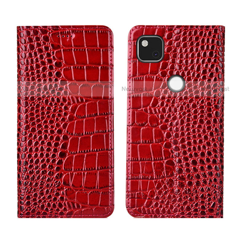 Leather Case Stands Flip Cover L05 Holder for Google Pixel 4a Red