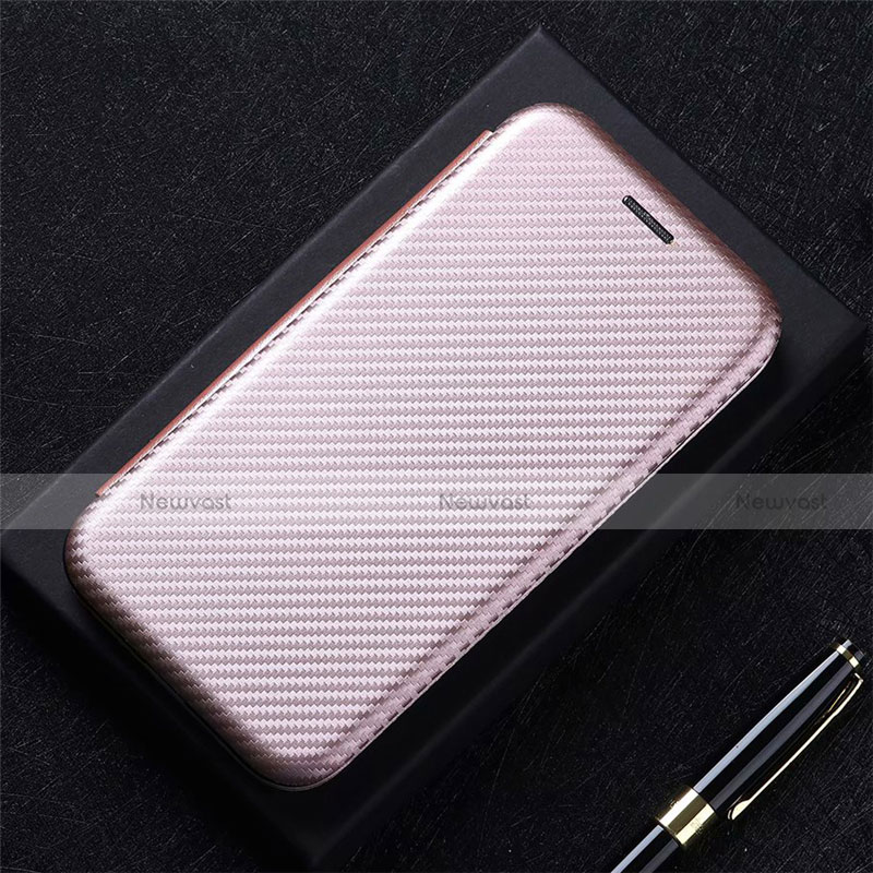 Leather Case Stands Flip Cover L05 Holder for Huawei Nova 8 Pro 5G Rose Gold