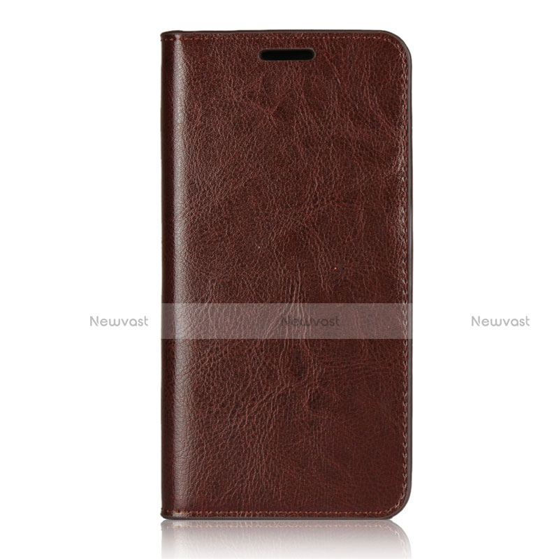 Leather Case Stands Flip Cover L05 Holder for Huawei P20 Brown