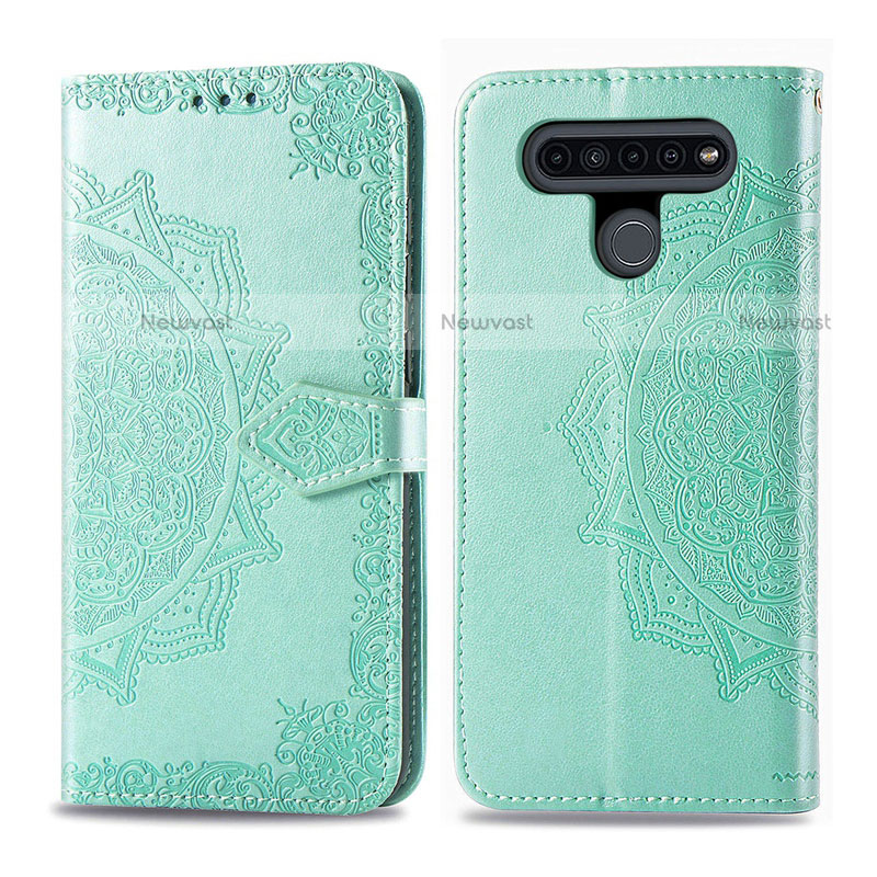 Leather Case Stands Flip Cover L05 Holder for LG K41S Cyan