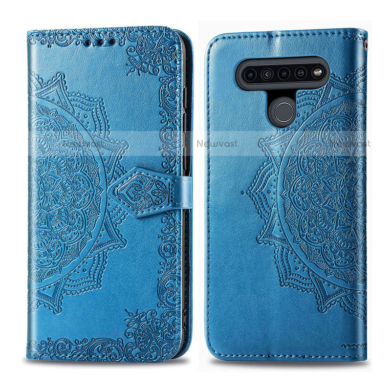 Leather Case Stands Flip Cover L05 Holder for LG K41S Sky Blue