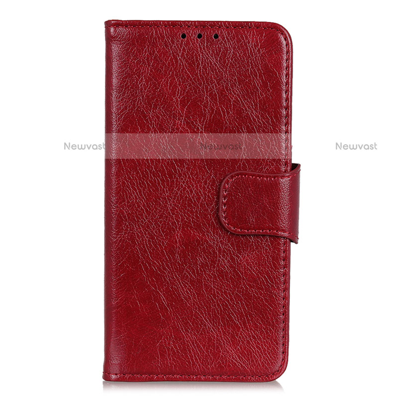 Leather Case Stands Flip Cover L05 Holder for LG K62 Red Wine