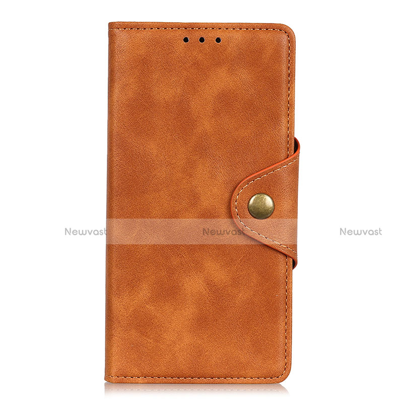 Leather Case Stands Flip Cover L05 Holder for Motorola Moto E7 (2020) Brown