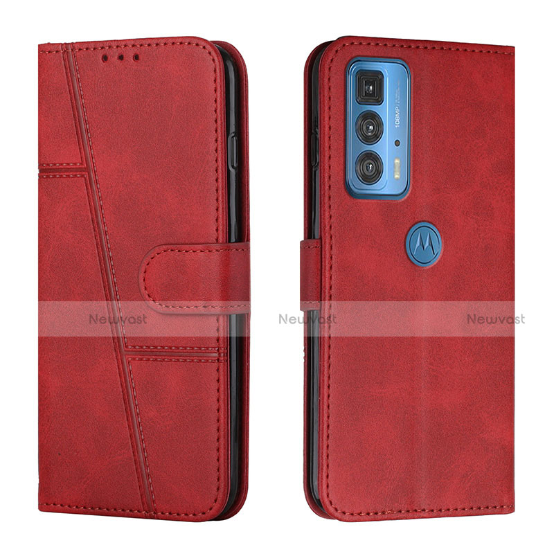 Leather Case Stands Flip Cover L05 Holder for Motorola Moto Edge 20 Pro 5G Red