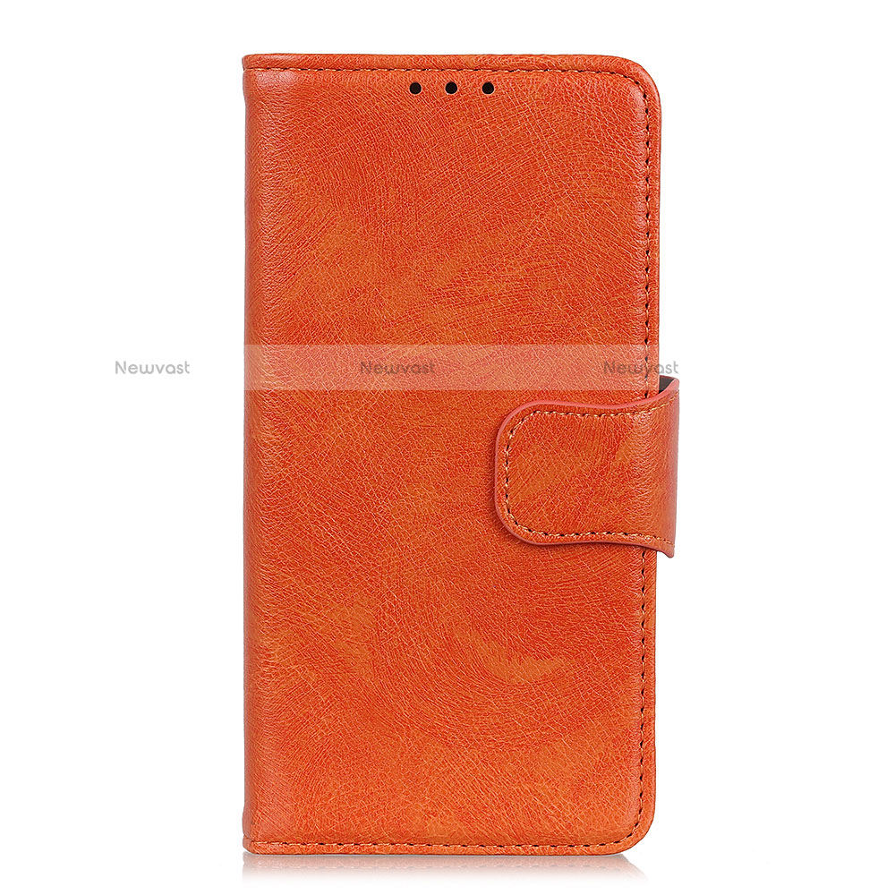 Leather Case Stands Flip Cover L05 Holder for Motorola Moto G9 Play Orange