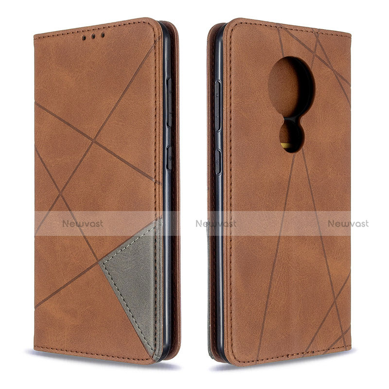 Leather Case Stands Flip Cover L05 Holder for Nokia 7.2 Brown