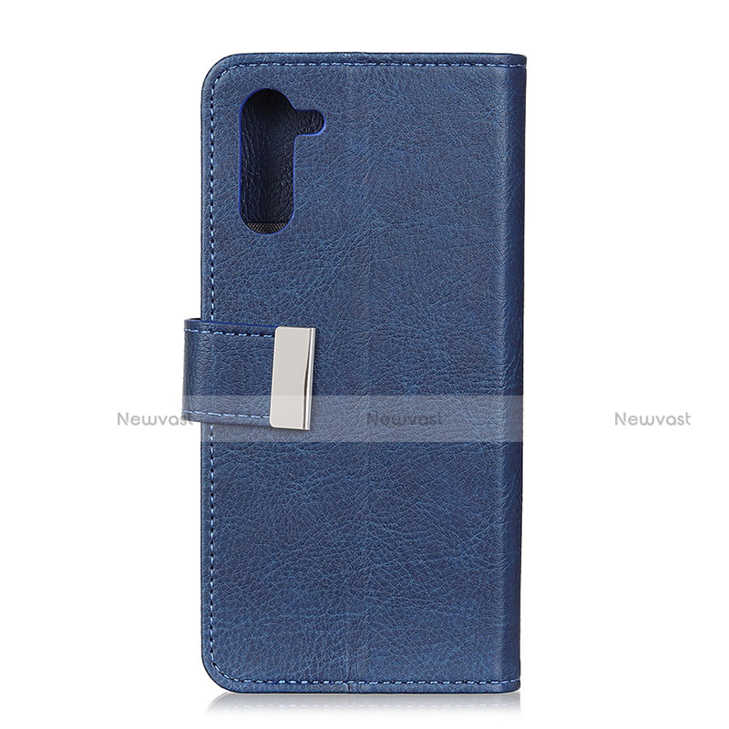 Leather Case Stands Flip Cover L05 Holder for OnePlus Nord Blue