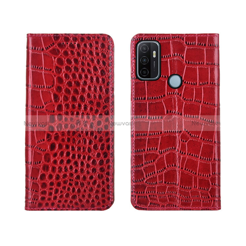 Leather Case Stands Flip Cover L05 Holder for Oppo A11s Red