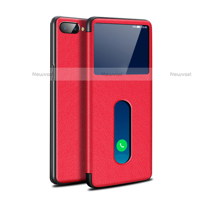 Leather Case Stands Flip Cover L05 Holder for Oppo A12e Red