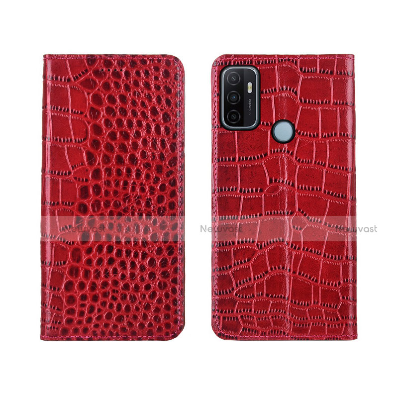 Leather Case Stands Flip Cover L05 Holder for Oppo A53 Red