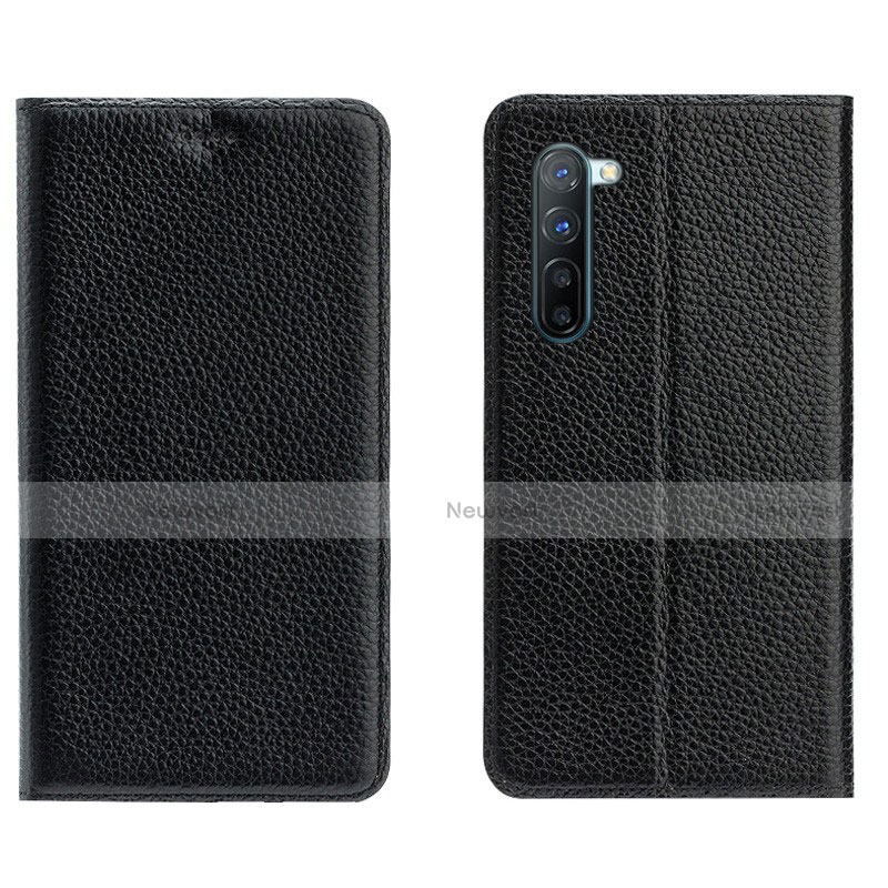 Leather Case Stands Flip Cover L05 Holder for Oppo F15 Black