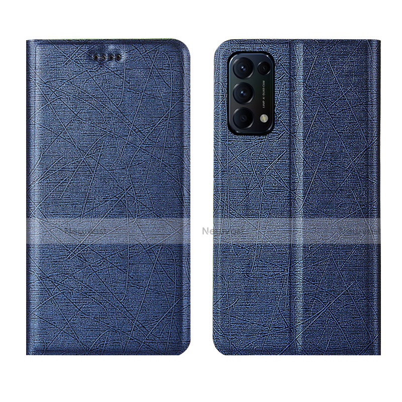 Leather Case Stands Flip Cover L05 Holder for Oppo Find X3 Lite 5G Blue