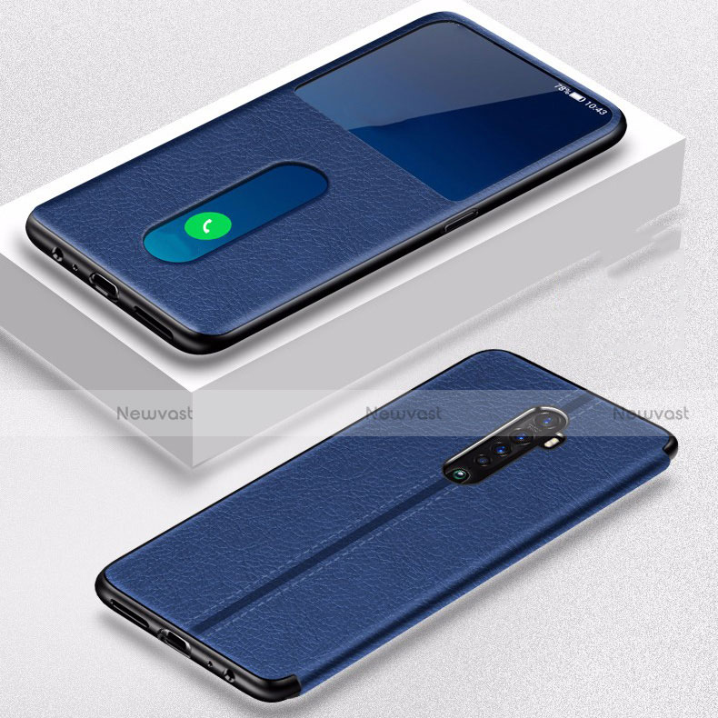 Leather Case Stands Flip Cover L05 Holder for Oppo Reno2 Blue