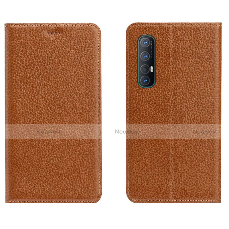 Leather Case Stands Flip Cover L05 Holder for Oppo Reno3 Pro Orange