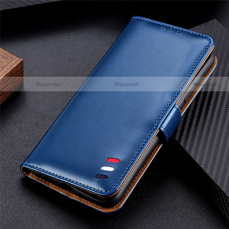 Leather Case Stands Flip Cover L05 Holder for Oppo Reno4 4G Blue