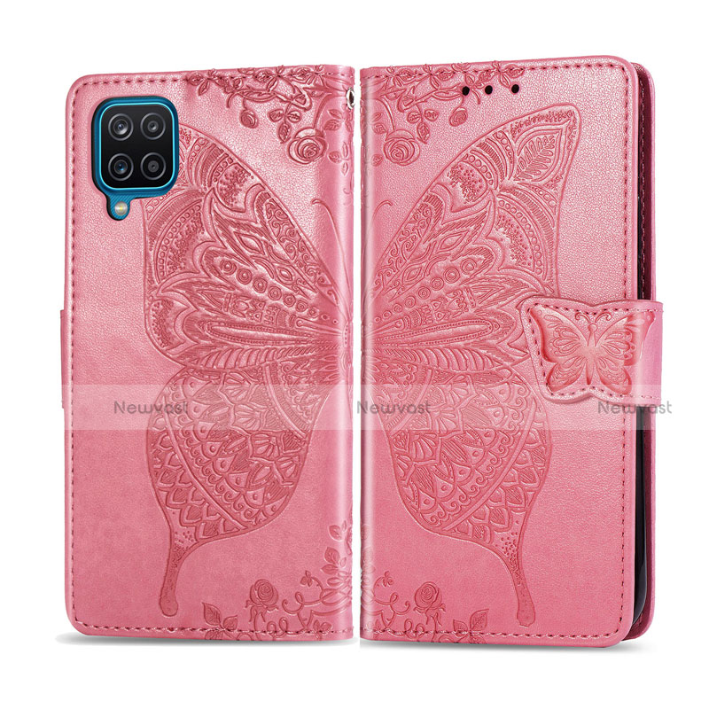 Leather Case Stands Flip Cover L05 Holder for Samsung Galaxy A12 Pink