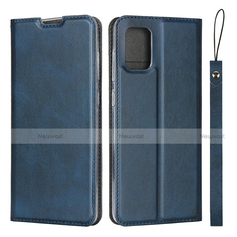 Leather Case Stands Flip Cover L05 Holder for Samsung Galaxy A71 5G Blue