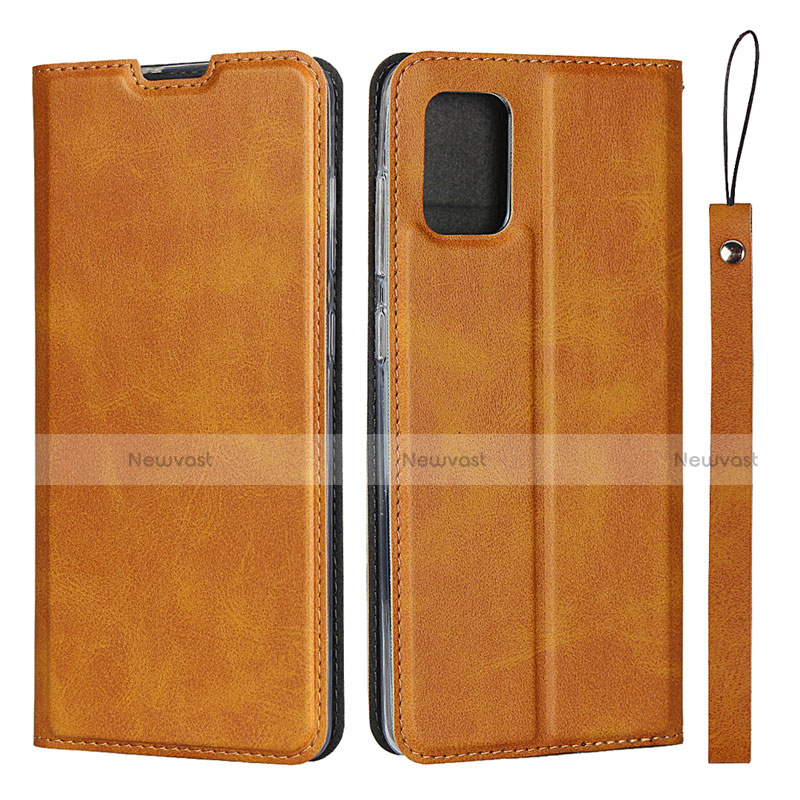 Leather Case Stands Flip Cover L05 Holder for Samsung Galaxy A71 5G Orange