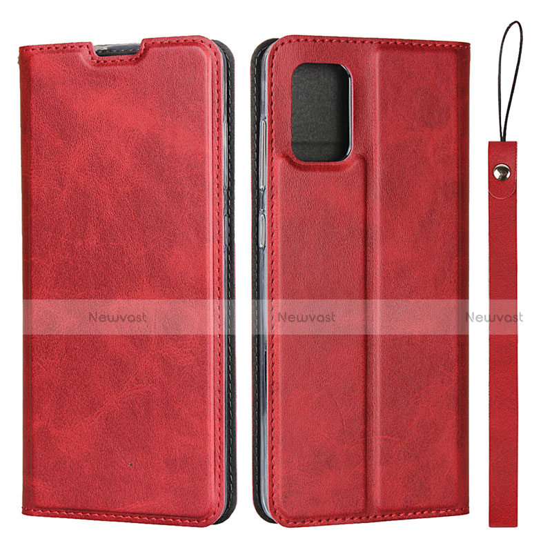 Leather Case Stands Flip Cover L05 Holder for Samsung Galaxy A71 5G Red