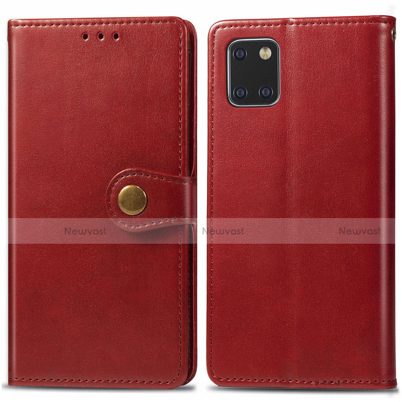 Leather Case Stands Flip Cover L05 Holder for Samsung Galaxy A81 Red