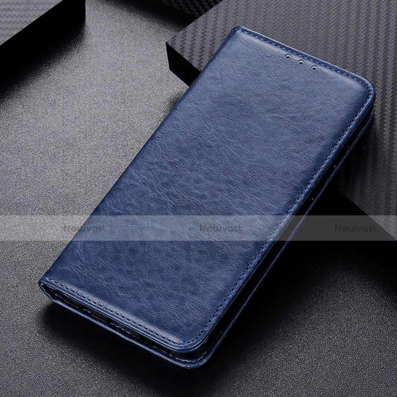 Leather Case Stands Flip Cover L05 Holder for Samsung Galaxy M21 Blue