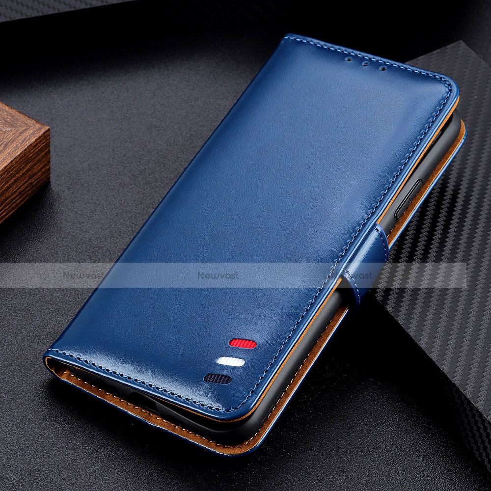 Leather Case Stands Flip Cover L05 Holder for Samsung Galaxy M51 Blue