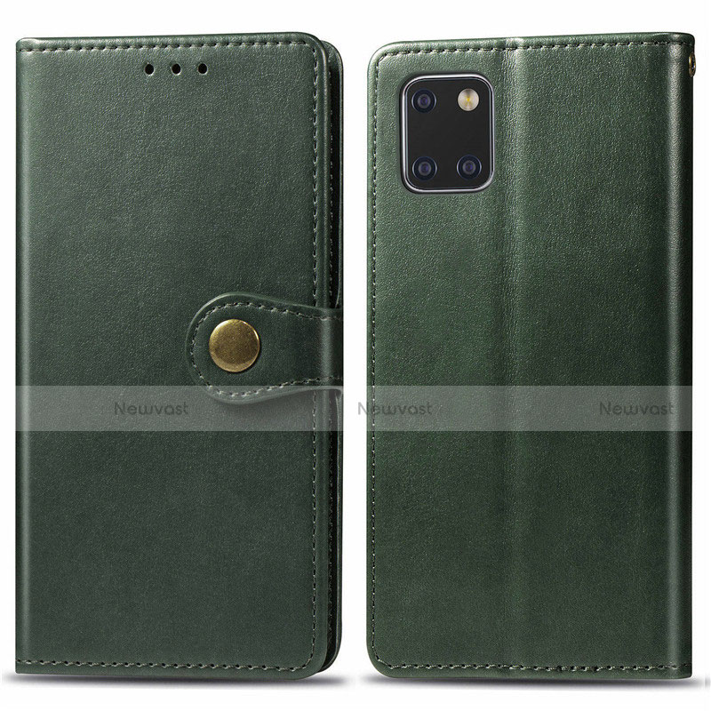 Leather Case Stands Flip Cover L05 Holder for Samsung Galaxy Note 10 Lite Green