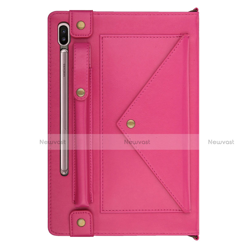 Leather Case Stands Flip Cover L05 Holder for Samsung Galaxy Tab S6 10.5 SM-T860 Hot Pink