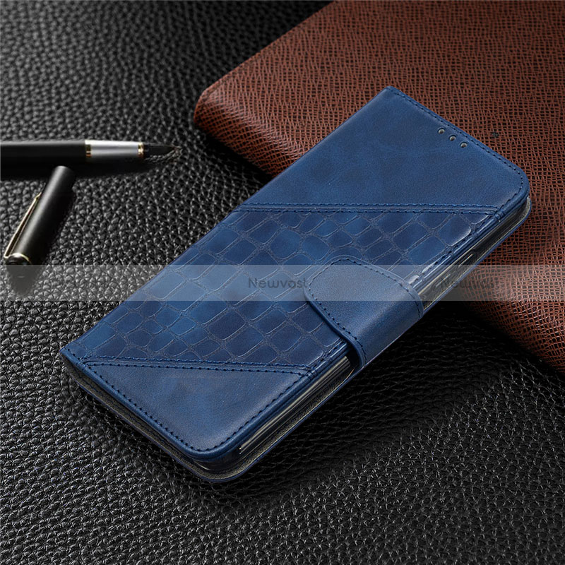 Leather Case Stands Flip Cover L05 Holder for Xiaomi POCO C3 Blue