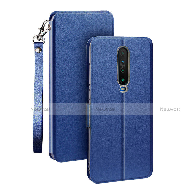 Leather Case Stands Flip Cover L05 Holder for Xiaomi Poco X2 Blue